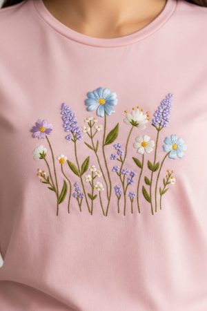 Pink Flower-Print Tshirt